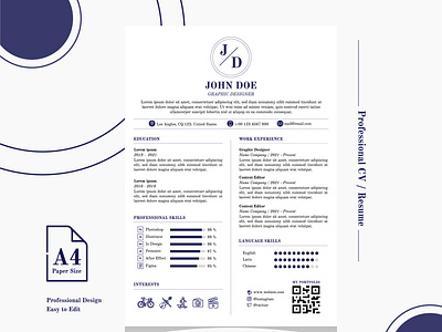 Professional CV Resume Elegant Design