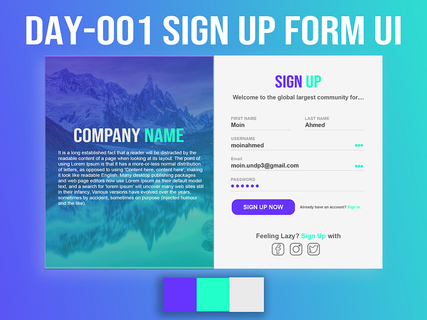 Sign Up UI designs, themes, templates and downloadable graphic elements ... image.