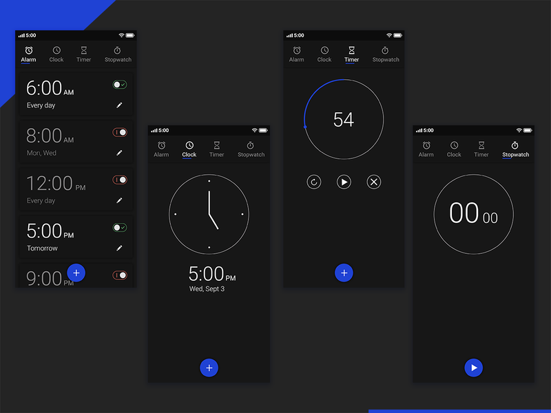 Clock App UI by Nidhi Agarwal on Dribbble