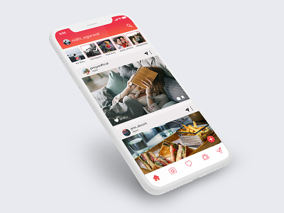 Instagram Redesign concept design dribbble dribbbler graphic instagram instagram new ui instagram redesign instagram ui mobile ui mockup perspective red ui