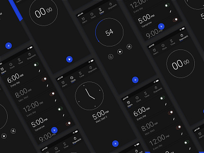 Clock App UI Concept alarm alarm app alarm app ui app concept clock clock app ui concept concept ui dark ui design dribbble dribbbler mobile ui mockup perspective ui ux