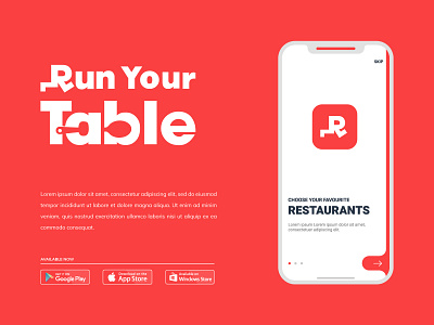 Run Your table creative delivery delivery app eat food lettermark minimal restaurant spoon logo typography