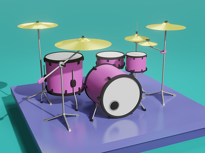 Pink drums 3d 3d art blender blender3dart drums illustraion