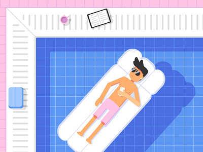 Pool character chill flat illustration landscape pool relaxing vector