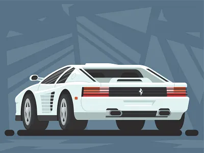 Ferrari Testarossa car design ferrari flat illustration vector