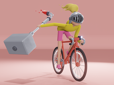 Modern knight 3d bike blender blender3d character game art illustration knight mace