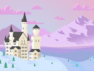 Castle castle flat illustration mountain vector