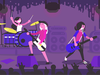 Rockshow character flat illustration rock band vector