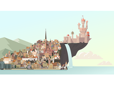 disenchantment castle disenchantment flat illustration vector village