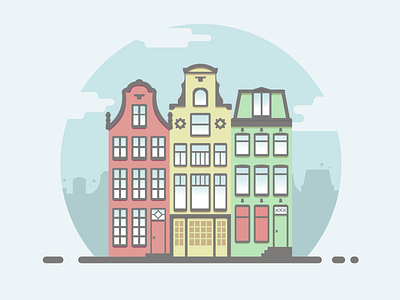 Amsterdam amsterdam city flat illustration netherlands street vector