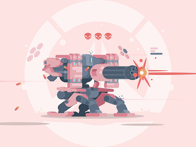 Bastion bastion character flat illustration overwatch vector weapon