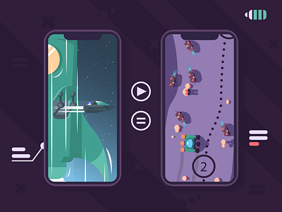 100portals pt.1 flat game illustration iphone landscape vector