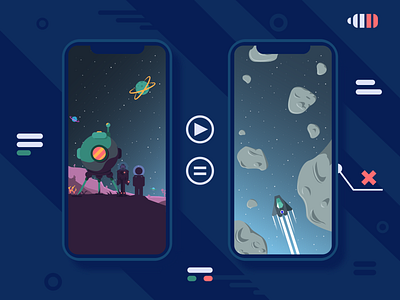 100portals pt.2 flat game illustration iphone landscape vector