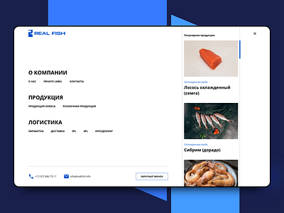 Real Fish big menu clean clean design clean ui design e commerce site ui ux web web desgin