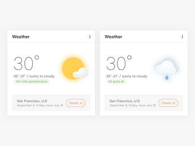 weather card card cloudy design icon pc sunny temperature， ui ui design weather web design