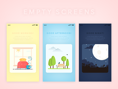 Empty Screens art direction graphic design illustration mobile app screens ui