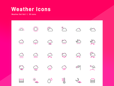 Weather Icon Set art direction design flat design flat illustration graphic design icon icon design icon pack icon set illustration vector