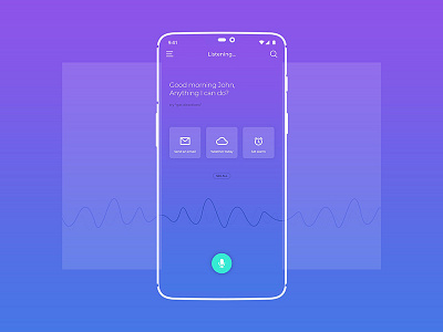 Personal Voice Assistant design illustration mobile app screens ui