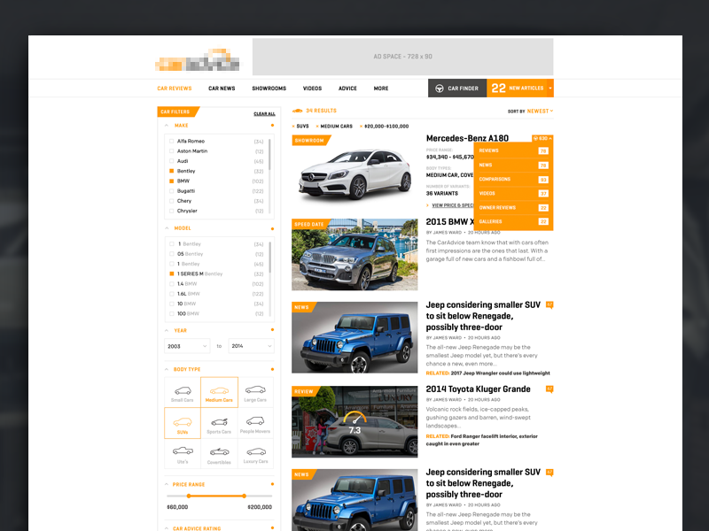 Car Review Site Search By Elliot Midson On Dribbble