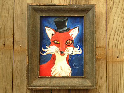 Mr. Fox acrylic brooke glaser fox hand made monocle painting top hat