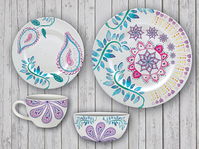 Paisley Plate Home Decor celestial dishes geometric home decor paisley plates watercolor
