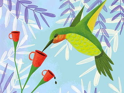 Humming Bird Coffee Illustration art bird brooke glaser coffee digital painting humming bird illustration the 100 day project