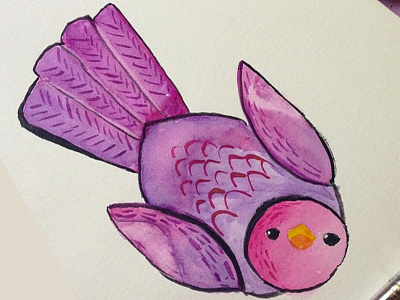 Purple Pattern Bird Illustration
