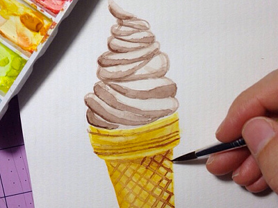 Ice Cream Soft Serve Illustration brooke glaser dessert gouache ice cream illustration painting soft serve the 100 day project watercolor