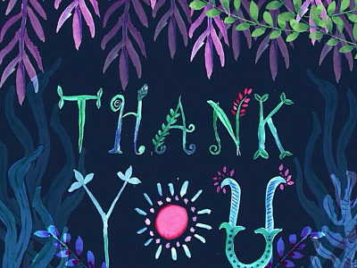 Thank You Seaweed Illustration illustration lettering plants seaweed thank you the 100 day project trees