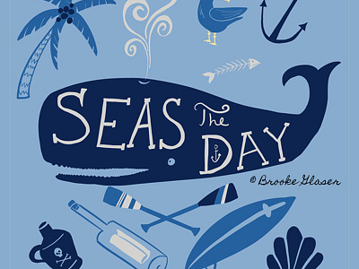 Seas the Day art illustration childrens book childrens illustration puns whale