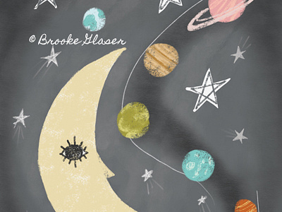 Moon art illustration childrens book childrens illustration surface design