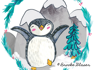 Happy Penguin art childrens book childrens illustration christmas illustration penguin