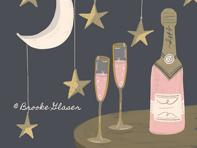 Champagne Celebration art champagne flute greeting card illustration