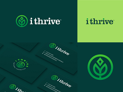 I Thrive concept abstract animal branding cosmetic distributer eco environmental green icon iconography leaf logo natural nature professional logo simple thrive