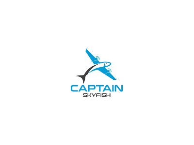 Captain Skyfish Logo Design branding business captain design designer graphic logo logopreneur modern plain sky typography unique