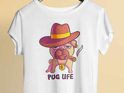 Pug Life - T shirt Design 99 designs animal cartoon design dog enjoy hat pug pug life summer t shirt unique design