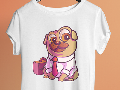 Cute Pug With Bag- T Shirt Design