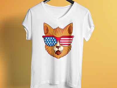 Cute American Cat T shirt Design