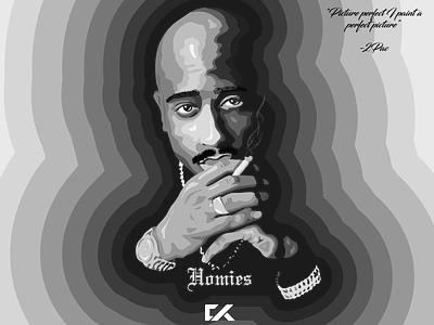 2 Pac Vector Portrait 2pac art black and white ckcreative draw drawing free hand inspiration monotone music portrait quote rapper tribute vector vector art wacom wacom bamboo