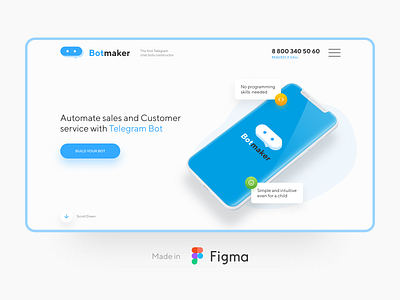 Botmaker blue figma it landing page ui ux webdesign