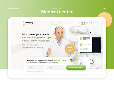Medical Center clinic doctor green landing page ui ux webdesign white