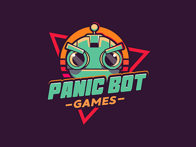 Panic Bot Studios branding cartoon logo game app game branding games line art logo panic bot robot studio studio logo