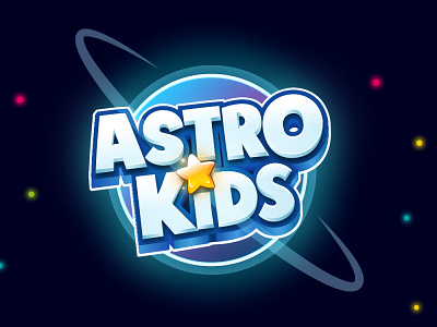 Astro Kids 3d logo boardgame boardgames cartoon logo illustration kids logo mobile game title design