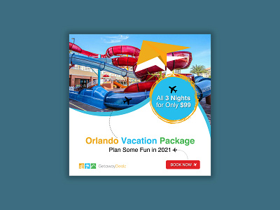 Orlando Vacation Package Banner Design banner banner bazaar banner design creative banner design google ad banner holiday pack package social media banner vacation