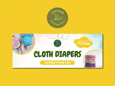 Cottontails Banner Design advertisement banner banner bazaar bannerbazaar children cloth concept creative creative banner design diaper google ad banner illustration logo service social media banner