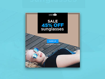 Sale 45% off sunglasses - banner design.