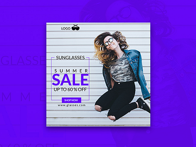 Sunglasses summer sale - banner design.