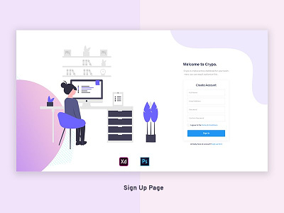 Sign Up Page cartoon character clean create account forget design illustration interaction minimal modern ui user ux