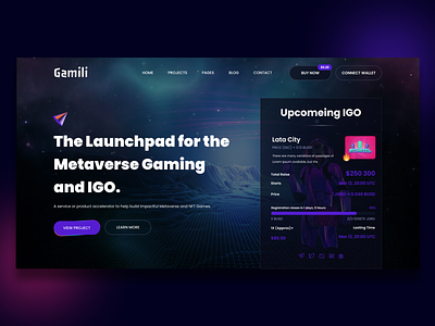 Gamili - Metaverse Gaming Launchpad Web 3.0 animation graphic design logo motion graphics ui web3.0