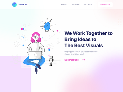 Angulary Studio Website blue blurred background colors design explore gradient illustration studio ui ui ux uiux ux web